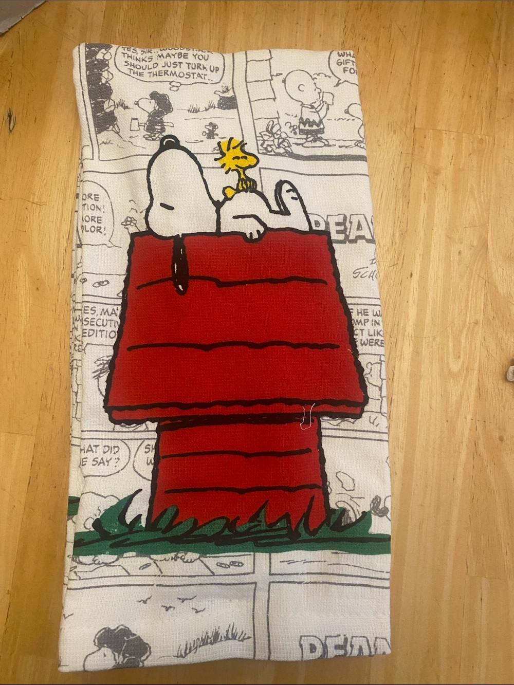 Peanuts Snoopy Red Doghouse Comic Strip kitchen towel set of 2 16x26 NWT - Picture 5 of 5